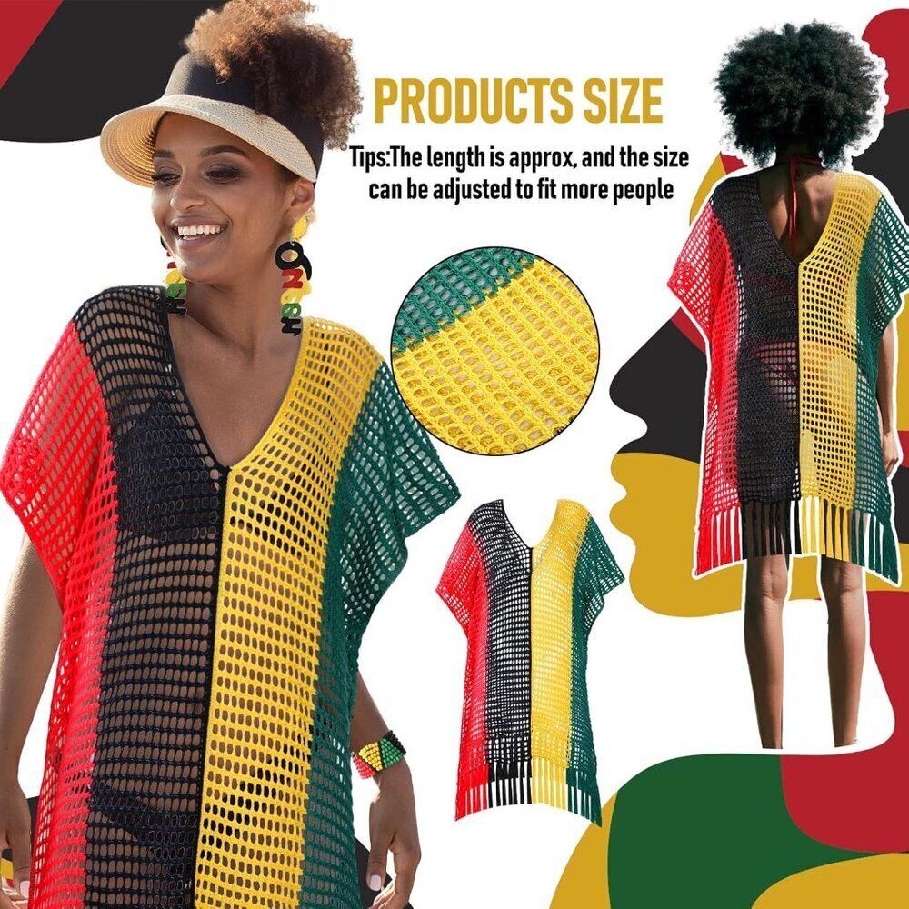 African Jamaican Accessories Set Women's Jewelry Includes Earrings Sunglasses Ba - Picture 2 of 6